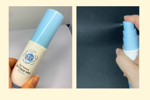 ミスト不噴射の様子と紫外線予報ノンケミカルUVクリアミスト