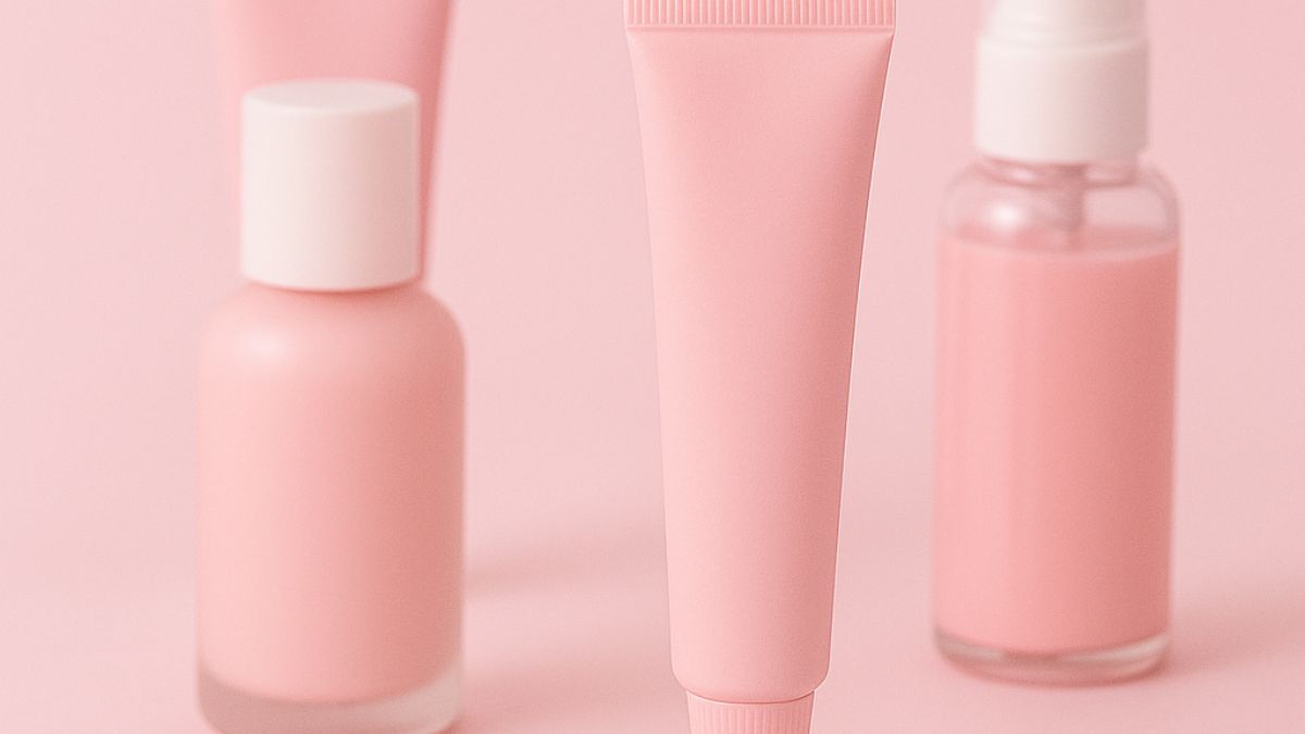 ピンク下地が並んでいる